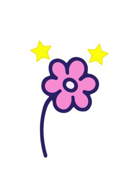 dönen yıldızlar bir çiçek tasarımının çizgi filmlerinin animasyonları