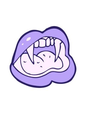 jiggle and pause animation of cartoon vampire lips