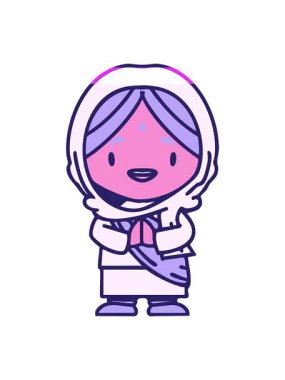 Mutlu Hintli kadının çizgi filmdeki animasyonunu canlandırın.