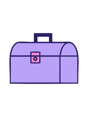 Metal bir çantanın sevimli çizgi filmlerinin efekt animasyonunu göster