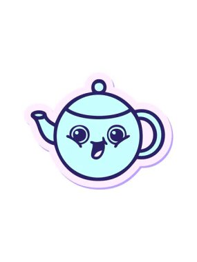 Tatlı bir karikatür çaydanlığının hareketli çıkartması.