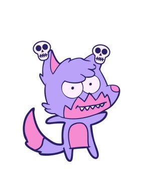 Tilki çizgi film karakterinin kafatası animasyonu