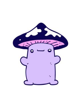 neon ışık efekti çizgi film mantarı çiziminin animasyonu