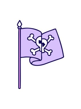 Bir korsan bayrağının ikonik dövme görüntüsünün neon ışık efekti animasyonu