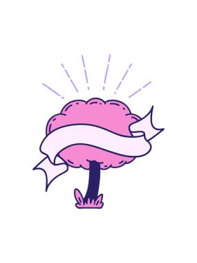 pixelize effect animation of scroll banner with tattoo style tree