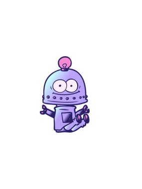 Mutlu robotun ampul çizgi film elementi ile yatay titreşimli animasyonu