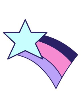 Kayan bir gökkuşağı yıldızının sevimli çizgi filminin animasyonunu görüntüle