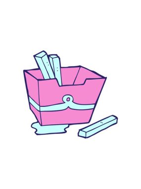 Dikkat çekici çizgi film karakteri patates kızartması.