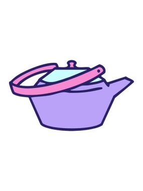 Geleneksel Japon çay demliği illüstrasyonunun hareketli animasyonu