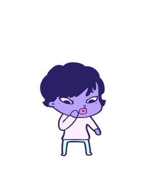 neon tarzı bir çizgi film karakterinin hareketli animasyonu.