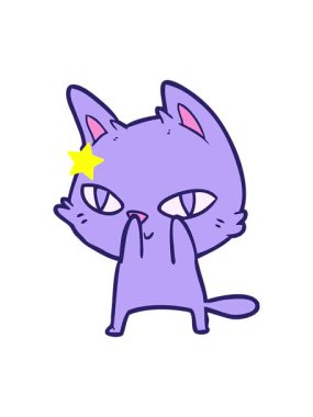 Parlayan yıldızlar, dik dik bakan bir kedinin animasyonunu etkiler.