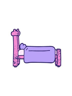 popping motion animation of grunge textured illustration cartoon bed