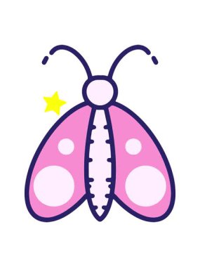 Parıldayan yıldızlar basit bir kelebek çiziminin animasyonunu etkiler.