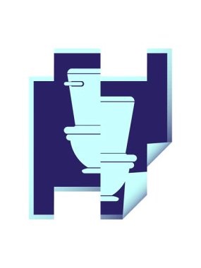 Klozet kare soyma etiketi illüstrasyonunun bölünmüş hareket animasyonu