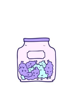 el çizimi karikatür tarzı kenevir dispanser kavanozunun animasyonunu genişletiyorum