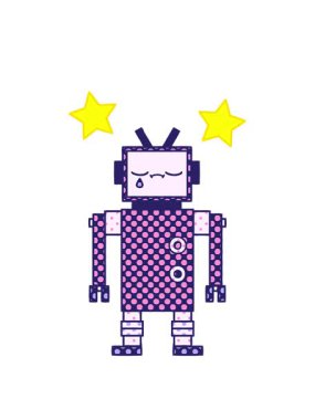 dönen yıldızların çizgi roman tarzı robot animasyonu