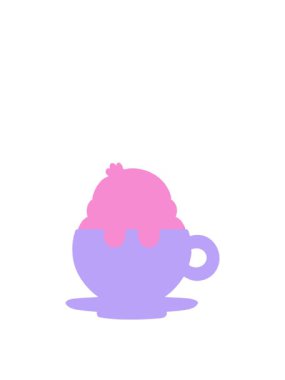 rise and float animation of cute baby bird in tea cup