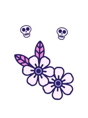 Dekoratif çiçek elementinin dönen kafatası animasyonu