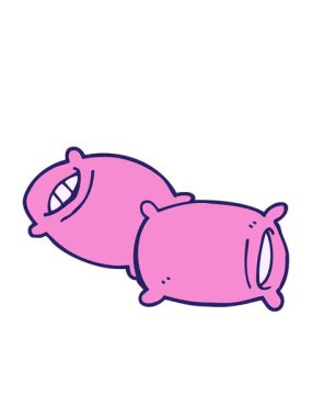 bobbing motion animation of cartoon doodle pillow