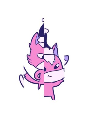 Dost canlısı bir el çizgisi çizimi. Noel Baba şapkası takan bir kurt çizimi.