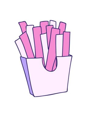 Basınçlı el animasyonu çizilmiş garip çizgi film patates kızartması.