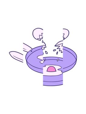 Karikatür tavada yumurta kızartma animasyonunu bölme hareketi