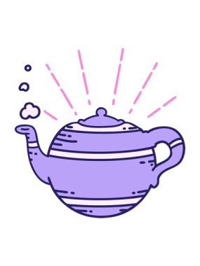 Geleneksel dövme stili buharlı çaydanlığın çiziminin ışık efekti