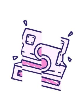 splitting motion animation of Instant Camera Chalk Drawing