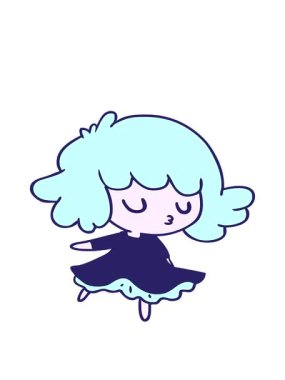 Şirin bir kawaii kızının serbest çizim hareketli animasyonu.