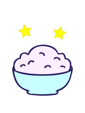 dönen yıldızların animasyonu el çizimi tuhaf bir çizgi film kasesi püre