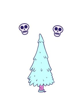 Karikatür Noel ağacının kafatası animasyonu