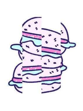 splitting motion animation of Sandwiches Chalk Drawing