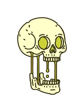 Bir kafatası simgesinin geleneksel biçiminde dövmenin renk animasyonu değişiyor