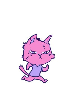 stretching up animation of tough cartoon cat running