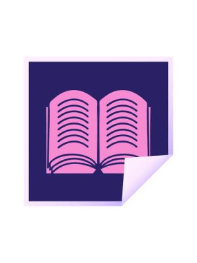 Açık bir kitabın kare soyulmuş çıkartma çizgi filminin hareketli animasyonu