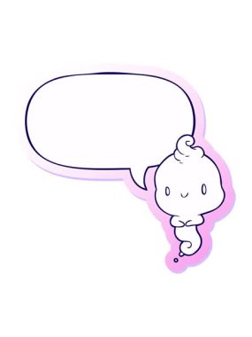 Konuşma kabarcığı çıkartmalı sevimli çizgi film hayaletinin neon ışık efekti animasyonu