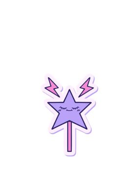 Tatlı bir çizgi film sihirli değneğinin sıçrama hareketli çıkartması.