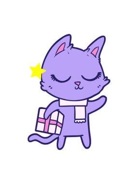 Parıldayan yıldızlar sakin kedi çiziminin animasyonunu etkiler