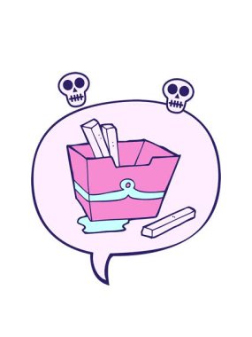 Konuşma baloncuklu patates kızartmasının çizgi film animasyonu.