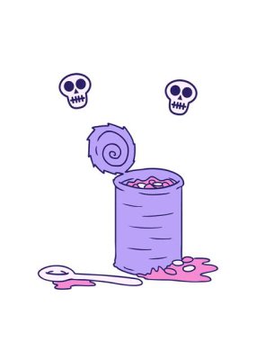 kafatası döndürme el animasyonu çizgi film çizimi açık bir fasulye konservesi karalaması