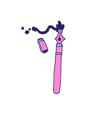 vibrating motion animation of cartoon doodle fountain pen