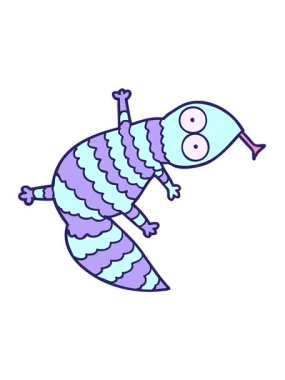 Çizgi film kertenkelesinin hareketli animasyonu