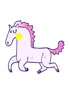 Parlayan yıldızlar çizgi film karalama koşan atın animasyonunu etkiler.