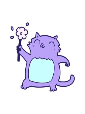 Çiçekli çizgi film kedisinin titreyen hareketi