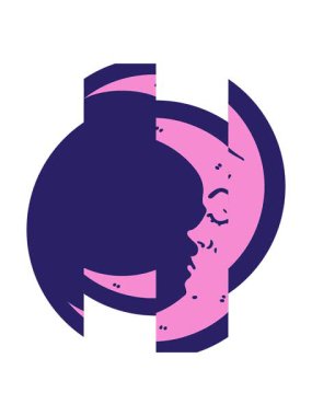 Hilal şeklindeki bir ayın dövmesel görüntüsü bölünmüş hareket animasyonu