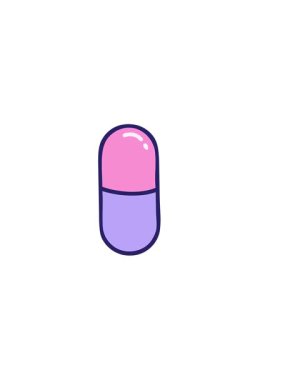 Bir hapın dövmesel görüntüsünün yatay titreşimli animasyonu