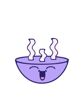 Bir kase sıcak çorba çiziminin yanıp sönen radyal çizgileri.