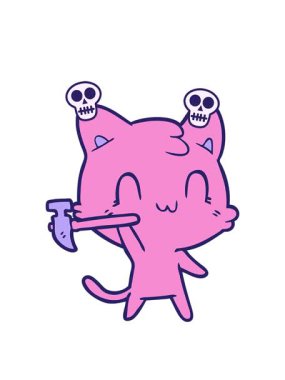 Mutlu kedi çiziminin kafatası animasyonu