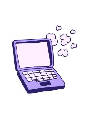 shivering motion animation of cartoon computer