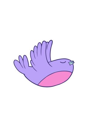 blinking radial lines animation of cartoon flying robin